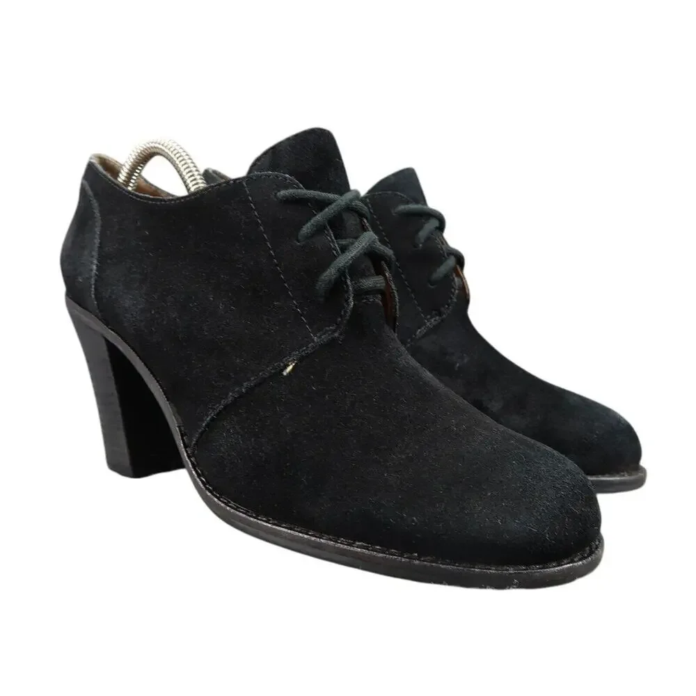 Lucky Brand Shoes Womens 10 Bootie Pumps Lace Up Chukka Leather Black Classic